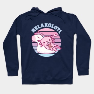 Cute Axolotl Chilling On Unicorn Pool Float Relaxolotl Hoodie